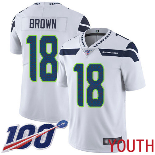 Seattle Seahawks Limited White Youth Jaron Brown Road Jersey NFL Football #18 100th Season Vapor Untouchable->seattle seahawks->NFL Jersey